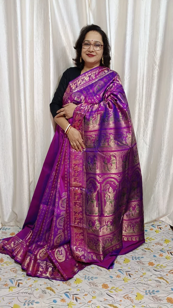 Temple Work Allover Swarnachari saree 1